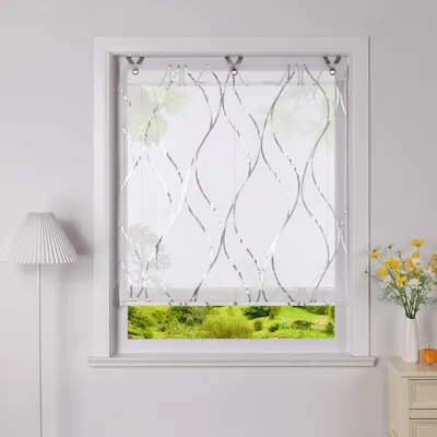 Produktbild von Transparente Rollos mit Folienprint und Hakenaufhängung - Moderne Wellen - 80x130 cm