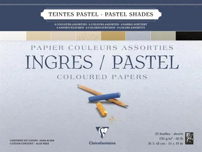 Zdjęcie produktu dla Clairefontaine 3329680964899, Podkładka z papieru artystycznego, 130 g/m², 25 ark.