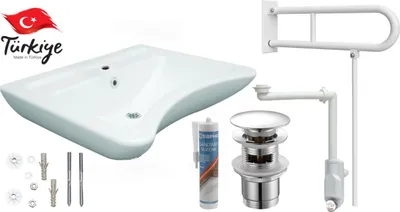 Immagine prodotto di Viba | Set di lavabi 6in1 - Bianco - 63x50x20,5 cm - Senza barriere - Corrimano inclinabile
