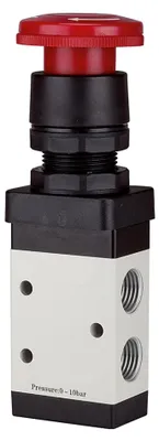 Produktbild von Riegler 3/2-Wegeventil, manuell »M3«, Pilztaster, Notrastung, NC, G 1/4