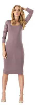 Produktbild von Damen Basic Kleid Mittellang Langarm Abendkleid Dress Cocktailkleid; Cappucino/S/M