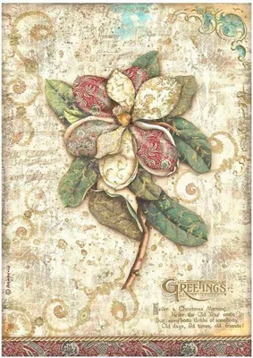 Immagine prodotto di STAMPERIA A4 carta di riso carta per decoupage, fiori per auguri di Natale