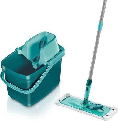 Immagine prodotto di Set di mop combinati - Mop con manico rinforzato in gomma - Larghezza di pulizia 42 cm - Secchio da 12 litri - incl. rivestimento per mop a 2 fibre
