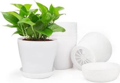 Productafbeelding van Famanu plantenpotten, 10 cm, wit, kunststof, 16 stuks