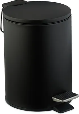 Immagine prodotto di Relaxdays, secchio per cosmetici, 3 litri, chiusura automatica, secchiello interno estraibile, metallo, cestino da bagno con coperchio, nero