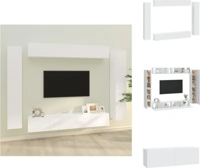 Produktbild von vidaXL 8-tlg. TV-Schrank-Set Weiß Holzwerkstoff -  TV-Möbel