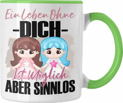 Produktbild von Trendation - Beste Freundin Tasse Geschenk Spruch BFF Geschenkidee Ein Leben Ohne Dich (Grün)