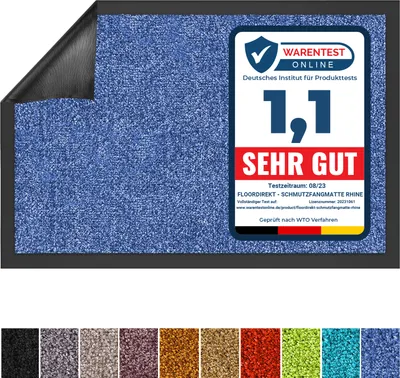 Produktbild von Schmutzfangmatte Rhine waschbare & leistungsstarke Fußmatte Blue 60x90 cm
