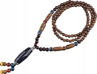 Produktbild von NEPAL BUDDHIST Holz Halskette MALA Amulett HANDGEARBEITET Tibetische Perlen