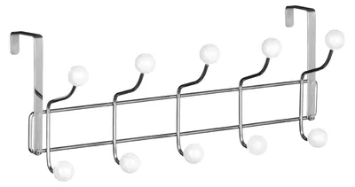 Deurgarderobe, 10 Haken, weiß, Chrom, Kunststoff, 12x41x16 cm