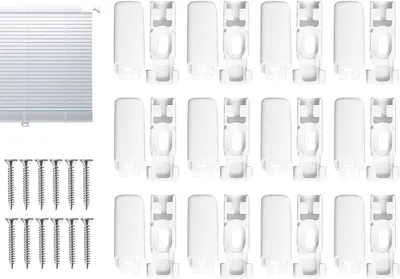 Produktbild von 12 Stück Halterungen für verspannte Plissees, Ersatzteile für Klemmträger, Spannschuhe für Plissees, für Klebeträger und Fix Front Klebeplatten (Weiß)