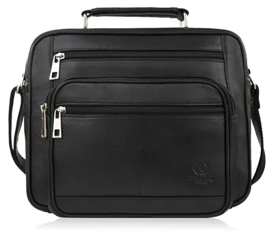 Produktbild von Paolo Peruzzi Herren Schultertasche Echtleder Reißverschluss Verstellbarer Schultergurt 29x23x12 cm Schwarz