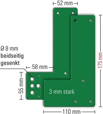 Produktbild von GFS Montageplatte 901 470 DIN links / rechts verwendbar Montage aus Glasrahmen Stahl grün lackiert - 901 470