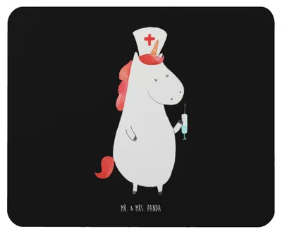 Produktbild von Mr. & Mrs. Panda Mouse Pad Einhorn Krankenschwester - Schwarz - Geschenk, Unicorn, Krankenpflegerin, Ärztin, mousematte, Mauspad, Mousepad, mausteppich, Krankenpfleger