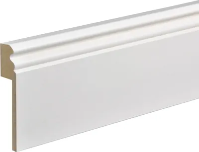 Produktbild von Kosche | Fliesenabdeckleiste | Hamburger Profil | MDF Foliert | 16 x 100 x 2500 mm | Weiß | Sockelleiste | Fußleiste | Hochwertig | Robust