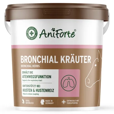 Produktbild von AniForte Bronchialkräuter Pferd 1kg - Natürliche Kräuter mit Methylcystein, bei Husten & Schnupfen, Pferde Hustenkräuter für freie Atemwege