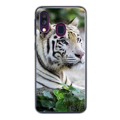 Produktbild von MuchoWow® Handyhülle Schutzhülle Hülle für Samsung Galaxy A40 Tiger - Weiß - Sand Silikon Softcase Handy Hülle - Handy-Tasche