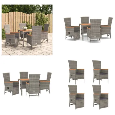 Image de vidaXL 5 pcs. Salon de jardin avec coussins Gris Poly Rotin - Salon de jardin - Salon de jardin - Salon Terrasse