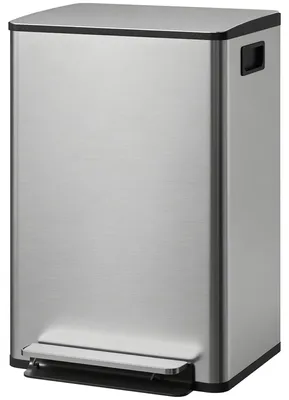 Produktbild von 50-Liter-Kš¹chenabfalleimer, Treteimer, herausnehmbarer Inneneimer, Deckel mit Soft-Close-Funktion, 41,7 x 36,6 x 62 cm, silber