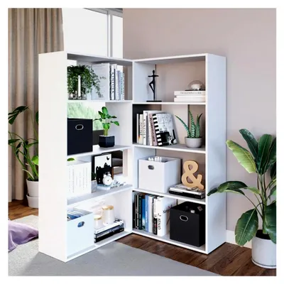 Produktbild von Eckregal Laine, Weiß, 170 x 142,4 cm, zur platzsparenden Aufbewahrung von Büchern und Dekoration