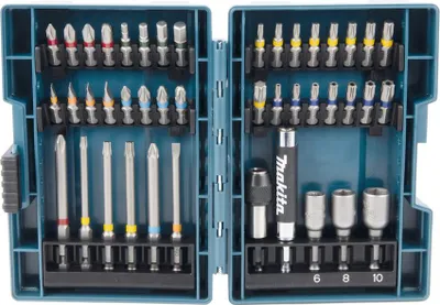 Obrázek produktu pro Makita B-55697, 43 kusů, Plochý, Phillips, Křížový, Torx, 1/4", PH 1, PH 2, PH 3, PZ 1, PZ 2, PZ 3, T10, T10H, T15, T15H, T20, T20H, T25, T25H, T27, T27H, T30, T30H, T40, T40H