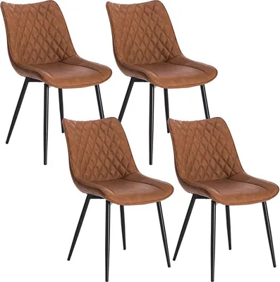 Produktbild von WOLTU 4er-Set Esszimmerstühle Küchenstuhl Polsterstuhl mit Rückenlehne Sitzfläche aus Kunstleder Metallbeine Hellbraun