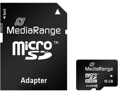 Produktbild von MediaRange MR958, 16 GB, MicroSDHC, Klasse 10, Schwarz
