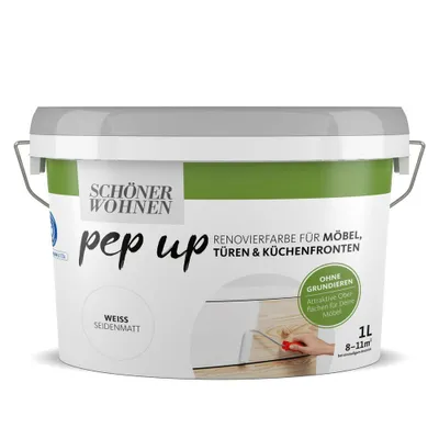Produktbild von Schöner Wohnen Renovierungsfarbe Pep Up für Möbel, Türen und Küchen 1,0 Liter weiß