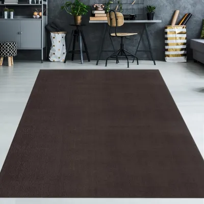 Obrázek produktu pro Jednobarevný koberec do obývacího pokoje, omyvatelný, protiskluzový, v jednoduchém designu, hnědý, rozměry – 80 x 300 cm