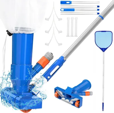 Produktbild von Pool Sauger, Pool Staubsauger, Pool Bodensauger, Poolreinigungsset, Pool Skimmer Kescher Bodensauger mit Teleskopstange