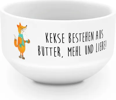 Produktbild von Mr. & Mrs. Panda Schüssel Fuchs Keks - Weiß - Geschenk, Müslischale, Liebe, Füchse, Schüsselchen, Kekse, Obstschale, schale, Frieren, Weihnachtlich, Winter, reisschale