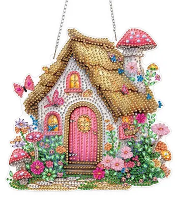 Produktbild von 5D Diamond Painting Fensterbilder Pilzhäuschen 20x20cm Beidseitig Hängend Kit