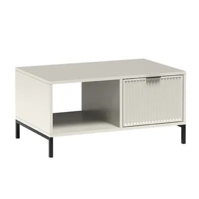 Produktbild von AX LIVING Beige Couchtisch mit Ablage Berlinette 6 kaschmir Rillen