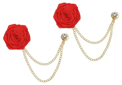 Imagen del producto de Solidchoice - Juego de 2 broches rosas con forma de flor y borlas, para caballeros