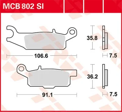 Obrázek produktu pro Sada brzdových destiček TRW MCB802SI YFM550