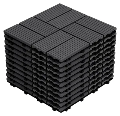 Produktbild von Vigevee WPC Terrassenfliesen 30x30 cm Anthrazit 44 Stück 4 m² Klickfliesen Garten Balkon