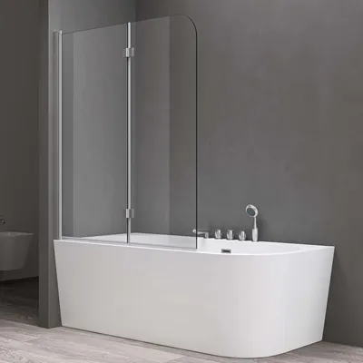 Produktbild von doporro Duschwand für Badewanne Badewannenaufsatz 120x140cm Duschabtrennung 6mm ESG-Sicherheitsglas inkl. NANO-Beschichtung Badewannenfaltwand