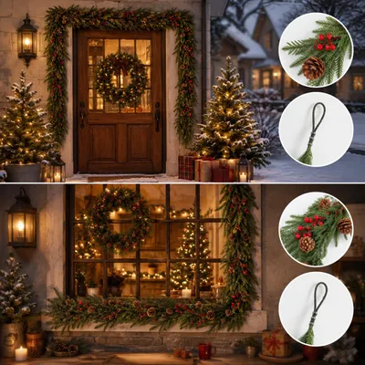 Produktbild von Eikuavons Weihnachtsgirlande 2,75 m, naturgetreu, für innen und außen, KI-generiertes Bild