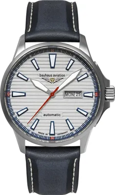Produktbild von Bauhaus 2862-1 Herrenuhr Aviation Iron Annie Automatik Titan/Leder Blau