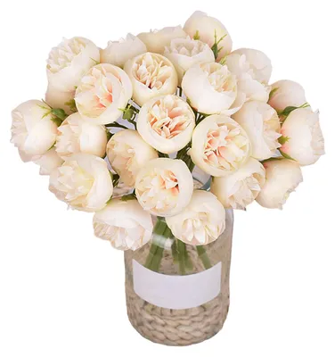Produktbild von Künstlicher Pfingstrosenstrauß, realistische Haptik, kein Verwelken, 27 Köpfe, künstliche Blumen zum Selberarrangieren