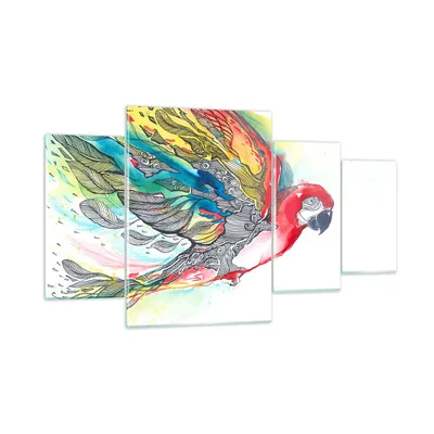 Produktbild von Bilder auf glas - Parrot Flügel Federn Natur - 160x90cm - Glasbilder - Wandbilder - Kunstdruck - zum Aufhängen bereit - Wanddekoration aus Glas - Glas Bilder - Wandbild auf Glas - GDL160x90-3008