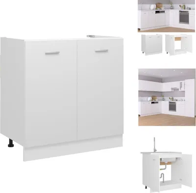 Produktbild von vidaXL Spülenunterschrank Weiß 80x46x81,5 cm Holzwerkstoff -  Küchenschränke