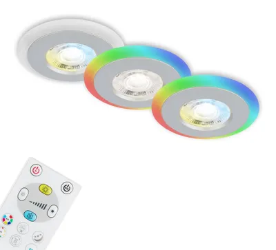Obrázok produktu pre LED vstavané svietidlá CCT RGB svetelný krúžok diaľkové ovládanie stmievateľné IP44 chróm Briloner