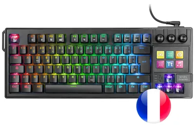 Imagen del producto de Mars Gaming MK-MASTER, teclado mecánico TKL con pantalla LCD integrada, interruptores Haimu Red intercambiables en caliente, montaje con juntas, distribución francesa, color