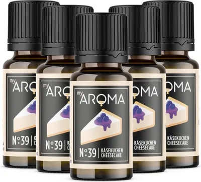 Produktbild von myAROMA Flavour Drops – Käsekuchen 5x10ml, zuckerfreie und kalorienfreie Aromatropfen, vegan und natürlich für Küche und Getränke, Nr. 39