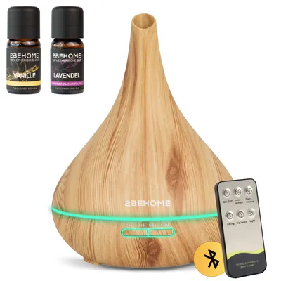 Produktbild von 2BEHOME Aromadiffusor mit 2 ätherischen Ölen & Fernbedienung – 550 ml – Aromadiffusor und Luftbefeuchter