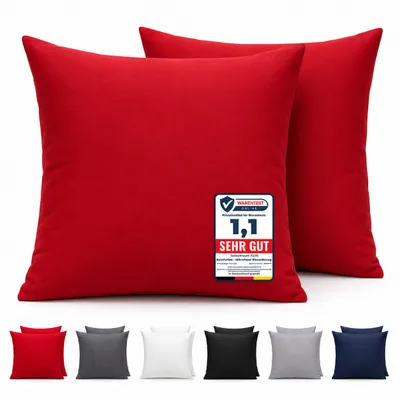 Produktbild von Komfortec Premium Kissenbezug 80x80 cm – 2er Set – Kissenhülle mit Reißverschluss – 100 % gebürstete Mikrofaser– Superweich – Rot Kopfkissenbezug, KI-generiertes Bild