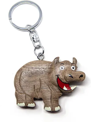 Immagine prodotto di Portachiavi in legno - ippopotamo