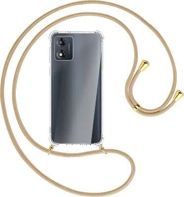 Produktbild von Handykette Backcover-Schutzhülle mit Band (Metall goldfarben) für Motorola Moto E13 (6.5'') - caramel