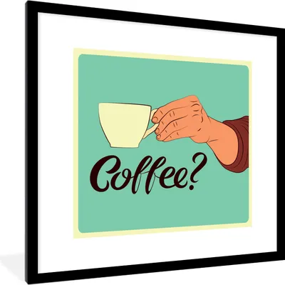 Produktbild von MuchoWow® MuchoWow® Gerahmtes Poster Retro - Kaffee? - Sprichwörter - Zitate 40x40 cm - Poster mit zchwarzem Bilderrahmen - Poster - Plakat im Rahmen